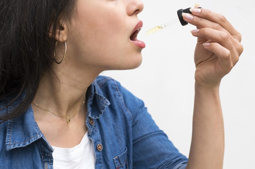 CBD oil tincture with dropper